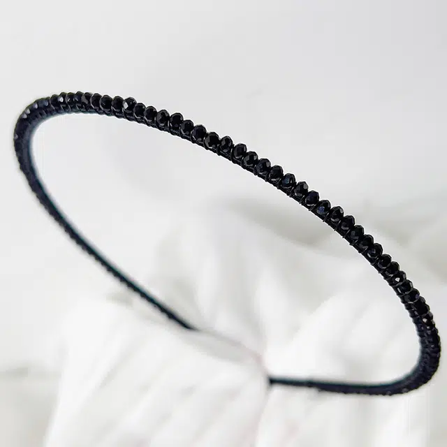 左欧 极细高级感细黑色不勒头防滑显脸小减龄发捆 发箍 女款