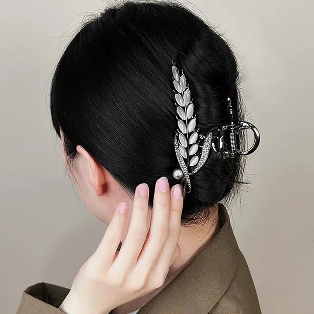 左欧 后脑勺高级感古风鲨鱼夹发卡中国风优雅气质麦穗抓夹 发夹 女款