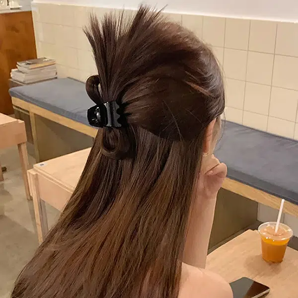 左欧 假发抓夹女半扎发喷泉高马尾半扎丸子头鸡窝头发量少发抓顶夹头饰 发夹 女款