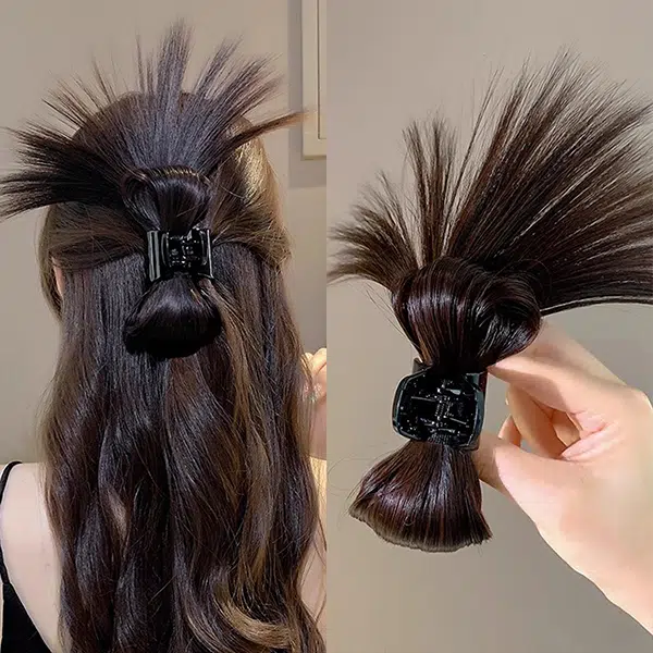 左欧 假发抓夹女半扎发喷泉高马尾半扎丸子头鸡窝头发量少发抓顶夹头饰 发夹 女款