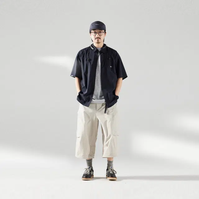 蓝岐 活页透气凉感抗菌运动宽松轻量化压胶透气短袖衬衫 男女同款