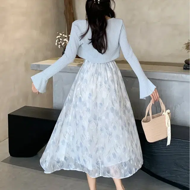 依钗 法式浪漫碎花设计感上衣与裙装套装 女款