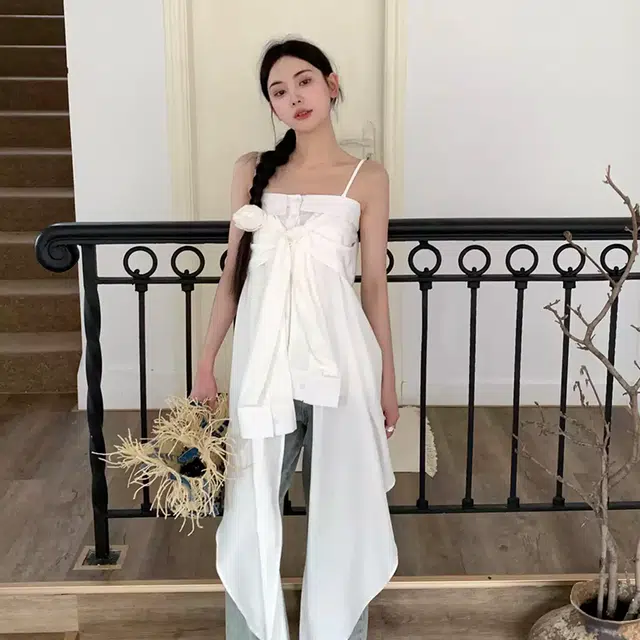 依钗 不规则系蝴蝶结格子纯欲修身背心吊带 女款