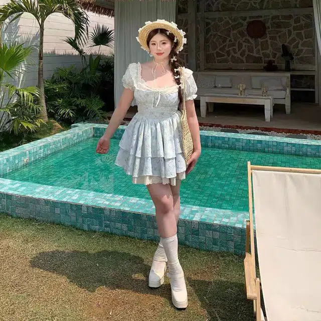 依钗 舒适通勤百搭简约休闲温柔风服饰短袖连衣裙 女款