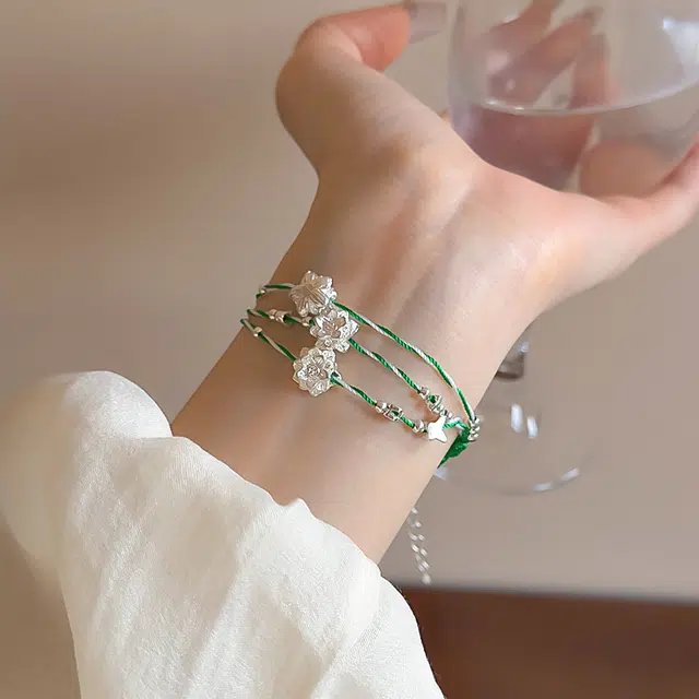 亲喜 好运莲莲新中式复古设计感多层莲花复古温柔优雅 编绳 手链 女款