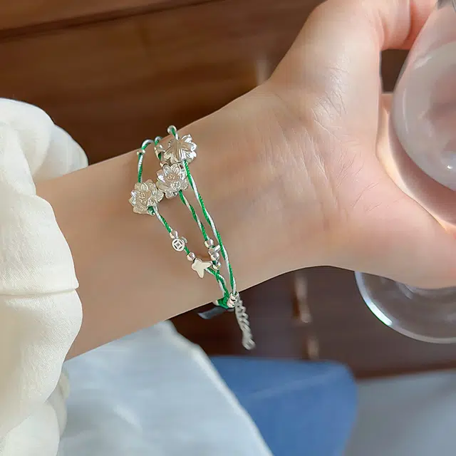 亲喜 好运莲莲新中式复古设计感多层莲花复古温柔优雅 编绳 手链 女款