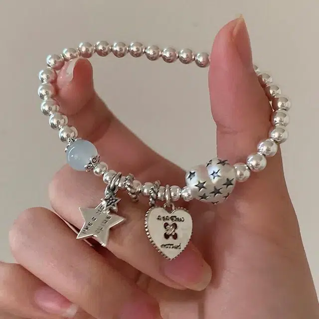 亲喜 摇滚甜心甜酷温柔可爱少女星星爱心多巴胺小清新森系优雅设计感酷街头嘻哈 合金 手链 女款 银色