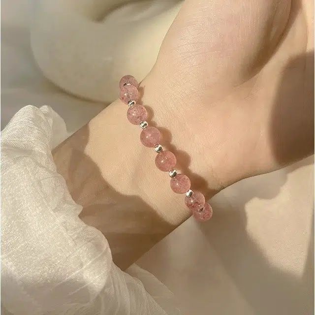 亲喜 草莓晶 可爱粉色甜美复古小清新气质 水晶 玉石手链 女款