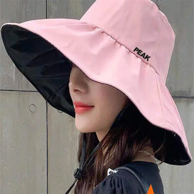 匹克 防晒防紫外线遮阳单肩包两件套黑胶内里大帽檐 聚酯纤维 渔夫帽 女款