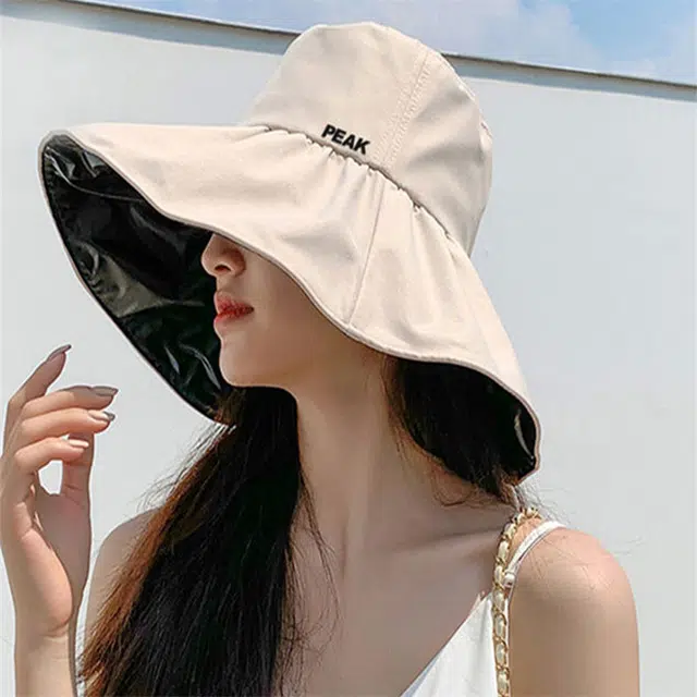 匹克 防晒防紫外线遮阳单肩包两件套黑胶内里大帽檐 聚酯纤维 渔夫帽 女款