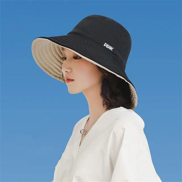 匹克 简约纯色双面可佩戴可折叠户外防晒防紫外线 涤纶 渔夫帽 女款