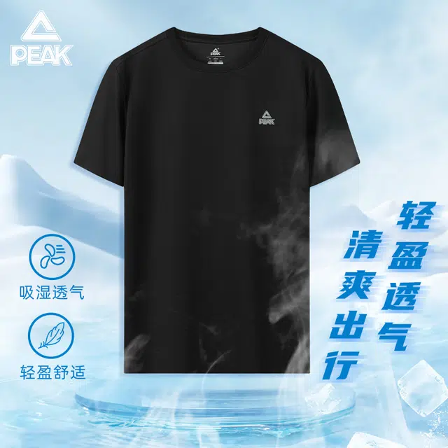 匹克 水陆两用速干透气游泳运动训练双层防尴尬五分短裤短袖泳衣套装 男款