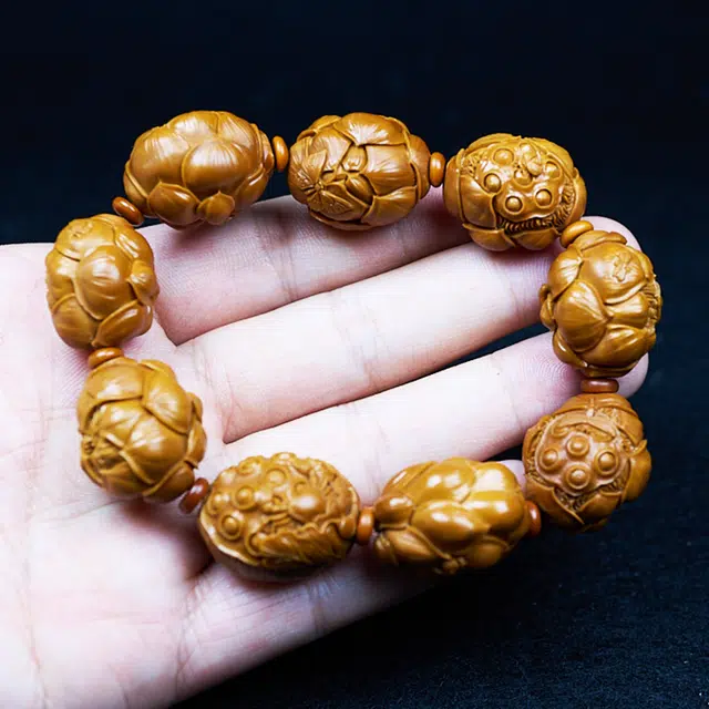 蓝品 九品莲花小众设计 橄榄核 手串 男女同款情侣款