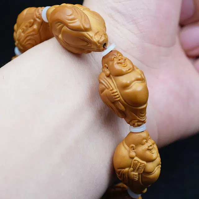 蓝品 八宝弥勒 橄榄核 手串 男女同款情侣款