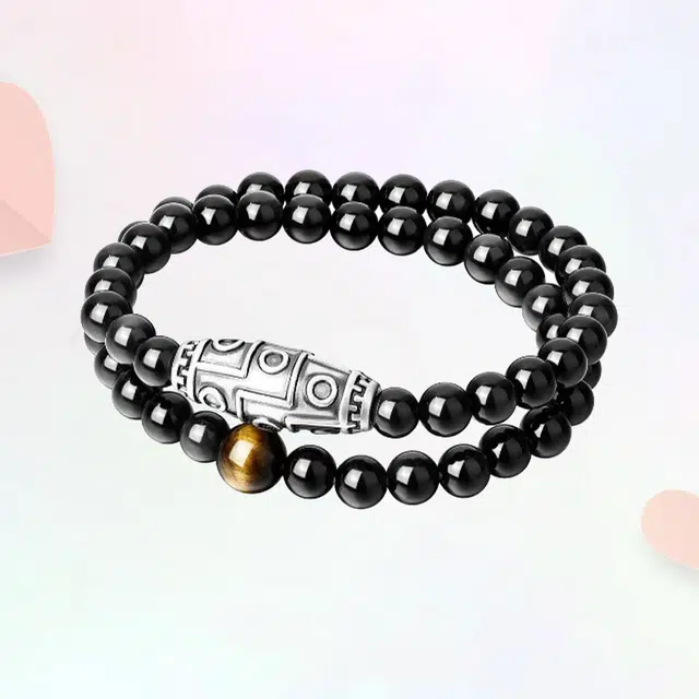 【双层叠带】吉韵天珠 国潮文玩古玩复古百搭 招财转运九眼 前程似锦 良辰缘 合金#好运#好运 黑檀 手串 男女同款情侣款