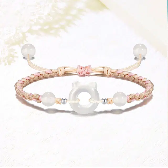 良辰缘 【上上签】萌趣可爱招财猫咪轻奢精致小众高级感招财转运珠猫咪#好运 琉璃 手绳 男女同款情侣款