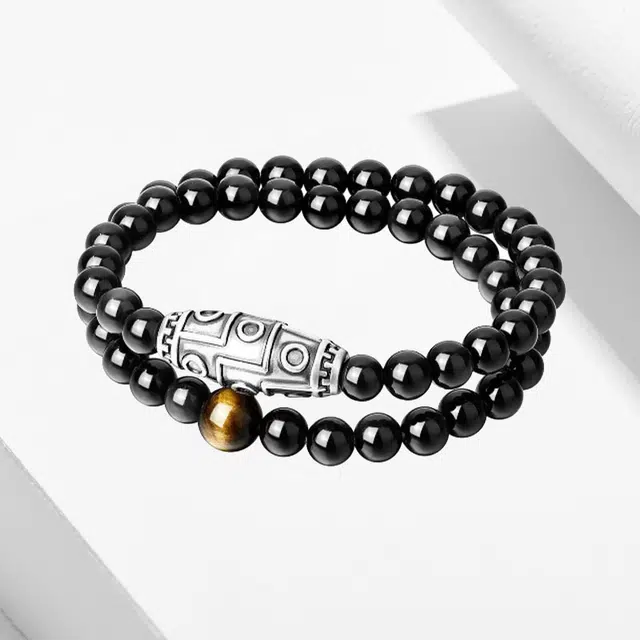 【双层叠带】吉韵天珠 国潮文玩古玩复古百搭 招财转运九眼 前程似锦 良辰缘 合金#好运#好运 黑檀 手串 男女同款情侣款