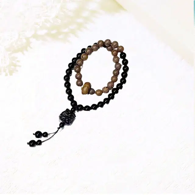 良辰缘 【招财纳福】国潮新中式 小众高级设计感 醒狮 #好运 鸡翅木 木作手串 男女同款情侣款