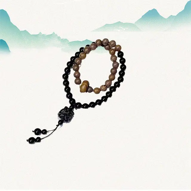 良辰缘 【招财纳福】国潮新中式 小众高级设计感 醒狮 #好运 鸡翅木 木作手串 男女同款情侣款