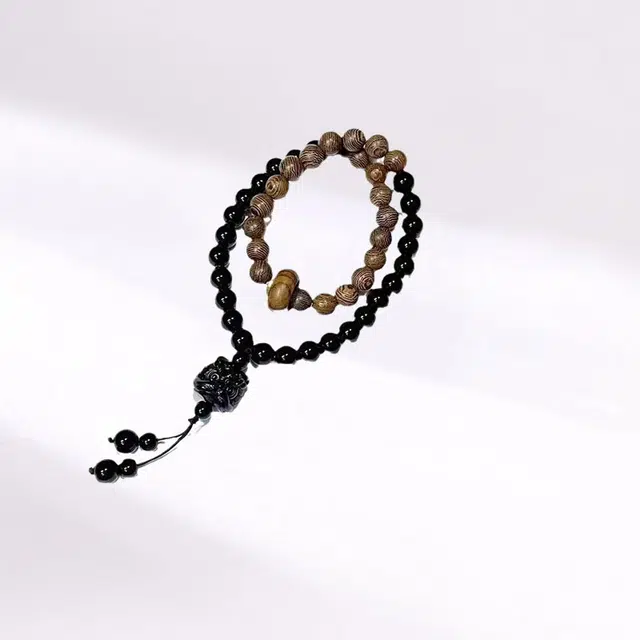 良辰缘 【招财纳福】国潮新中式 小众高级设计感 醒狮 #好运 鸡翅木 木作手串 男女同款情侣款