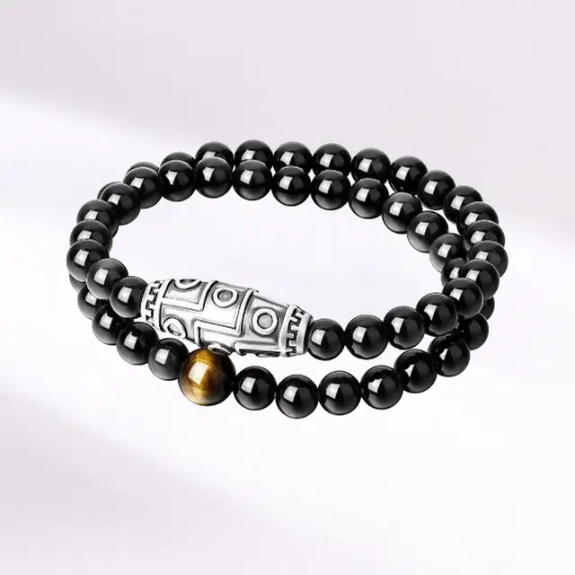 【双层叠带】吉韵天珠 国潮文玩古玩复古百搭 招财转运九眼 前程似锦 良辰缘 合金#好运#好运 黑檀 手串 男女同款情侣款