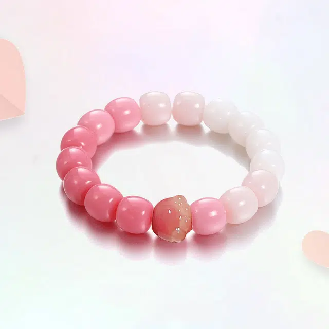 良辰缘 桶珠渐变 猫爪高级新中式轻奢小清新复古国潮风 粉色圆珠串珠转运珠绕指柔文玩#好运 亚克力 菩提根 手串 男女同款情侣款