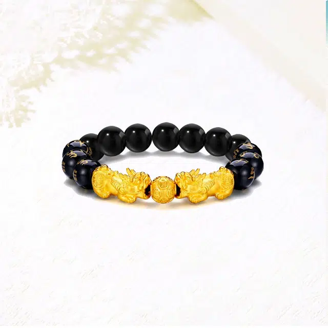 双貔貅铜钱转运珠 立体精致浮雕纹理复古招财纳福吞金兽手饰#好运  良辰缘 合金 黑檀 手串 男女同款情侣款
