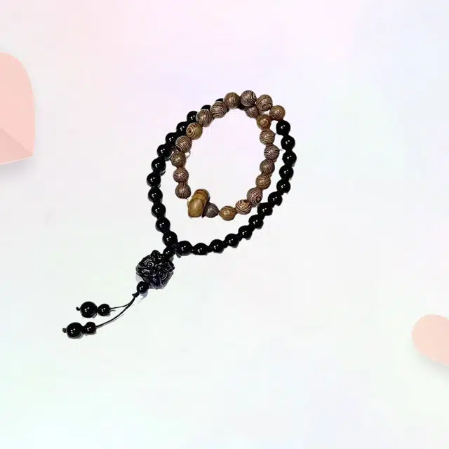 良辰缘 【招财纳福】国潮新中式 小众高级设计感 醒狮 #好运 鸡翅木 木作手串 男女同款情侣款