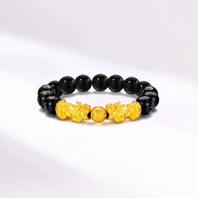 双貔貅铜钱转运珠 立体精致浮雕纹理复古招财纳福吞金兽手饰#好运  良辰缘 合金 黑檀 手串 男女同款情侣款
