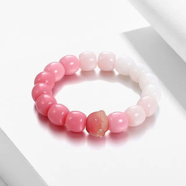 良辰缘 桶珠渐变 猫爪高级新中式轻奢小清新复古国潮风 粉色圆珠串珠转运珠绕指柔文玩#好运 亚克力 菩提根 手串 男女同款情侣款