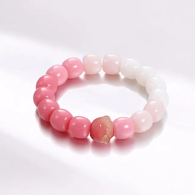 良辰缘 桶珠渐变 猫爪高级新中式轻奢小清新复古国潮风 粉色圆珠串珠转运珠绕指柔文玩#好运 亚克力 菩提根 手串 男女同款情侣款