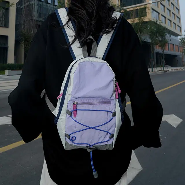 艾妮兔 可爱抽绳休闲包旅行尼龙轻便双肩包 男女同款情侣款 多色