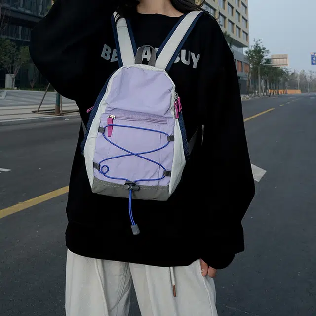 艾妮兔 可爱抽绳休闲包旅行尼龙轻便双肩包 男女同款情侣款 多色