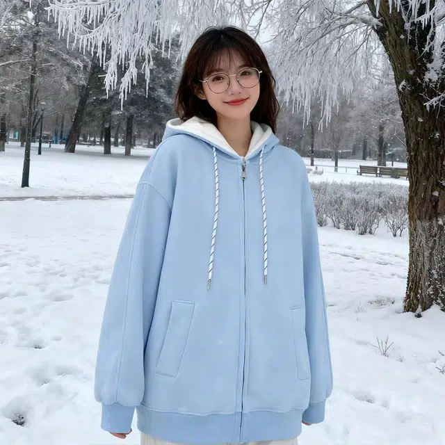 华夏儿女 韩系松弛感廓形外套复古休闲宽松春秋季穿搭撞色拼接设计潮流痞帅百搭开衫连帽卫衣 男女同款