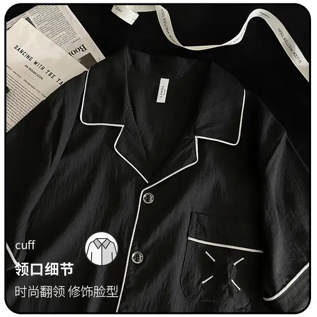 怀尔蔚 翻领短袖可外穿舒适薄款家居服睡衣套装 男款