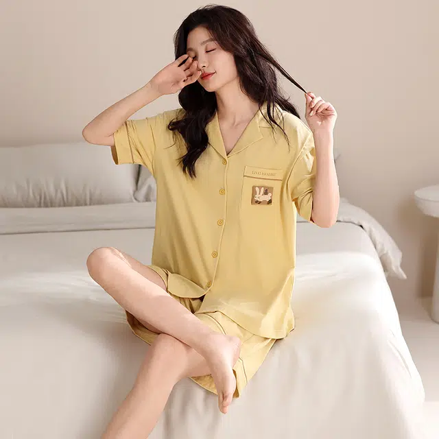 怀尔蔚 短袖薄款舒适透气睡衣套装 女款