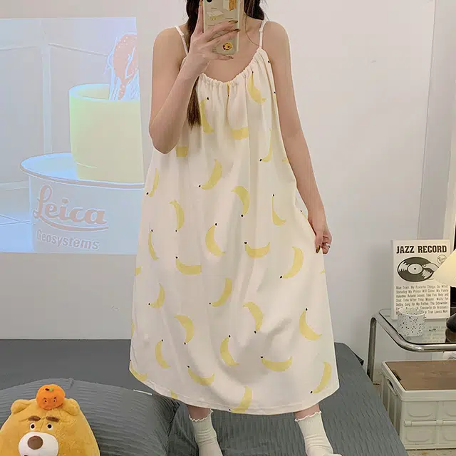怀尔蔚 亲肤可外穿舒适薄款无袖吊带家居服睡裙 女款