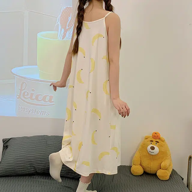 怀尔蔚 亲肤可外穿舒适薄款无袖吊带家居服睡裙 女款