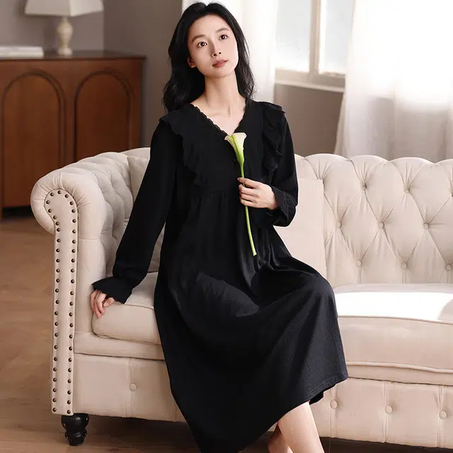 怀尔蔚 长袖舒适薄款家居服睡裙 女款