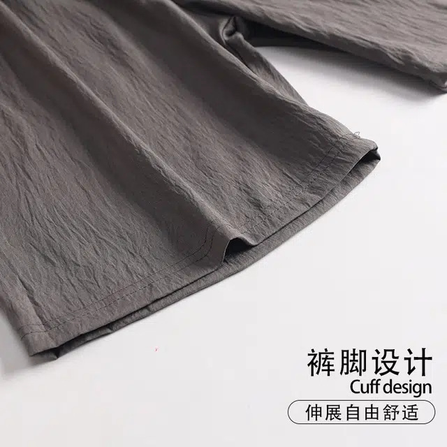 怀尔蔚 可外穿舒适薄款翻领字母短袖睡衣套装 男款