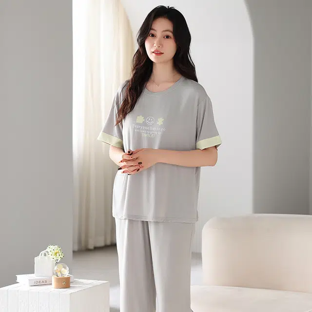 怀尔蔚 薄款短袖透气睡衣套装 女款