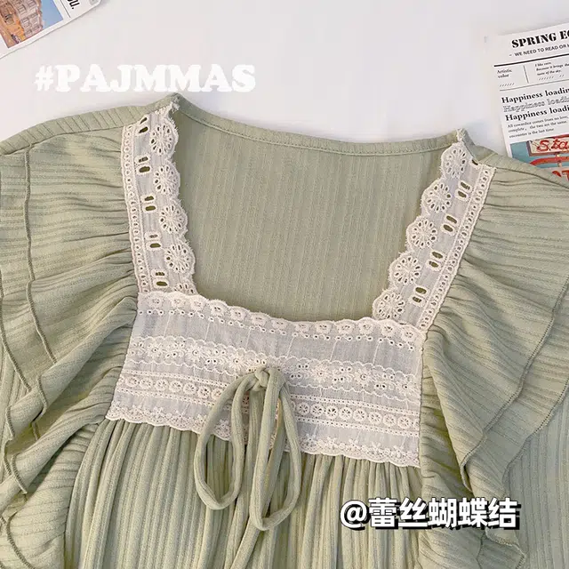 怀尔蔚 甜美休闲薄款透气短袖上衣三分裤睡衣套装 女款 图色
