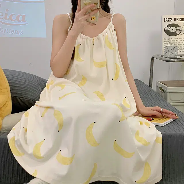 怀尔蔚 亲肤可外穿舒适薄款无袖吊带家居服睡裙 女款