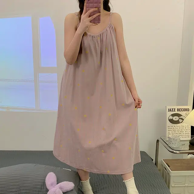 怀尔蔚 舒适薄款家居服可外穿无袖吊带睡裙 女款