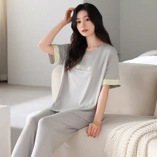 怀尔蔚 薄款短袖透气睡衣套装 女款