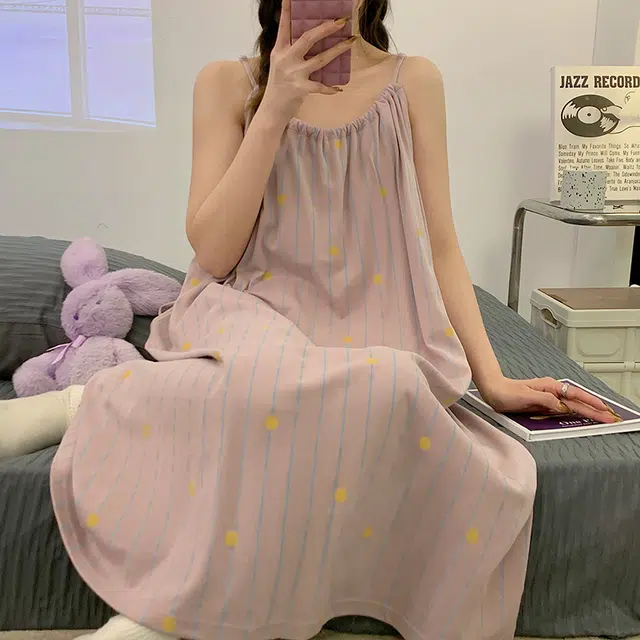 怀尔蔚 舒适薄款家居服可外穿无袖吊带睡裙 女款
