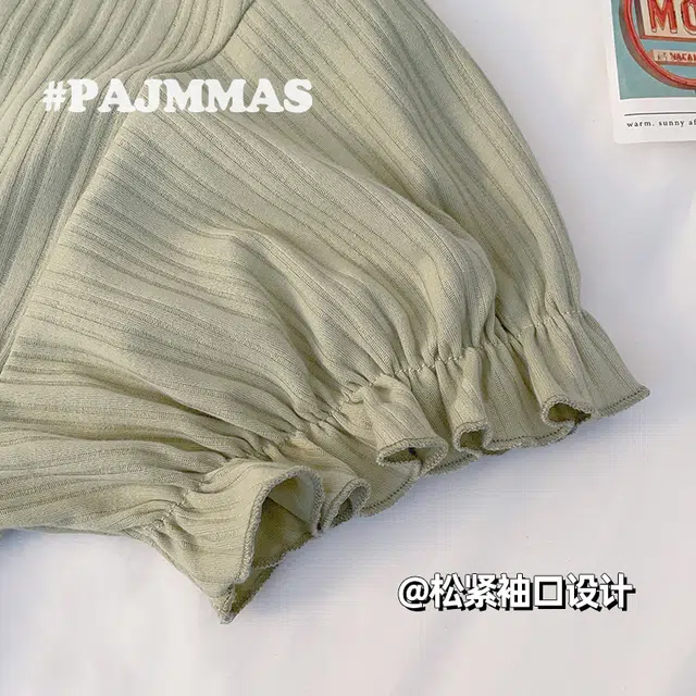 怀尔蔚 甜美休闲薄款透气短袖上衣三分裤睡衣套装 女款 图色