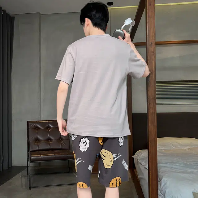 怀尔蔚 简约休闲短袖舒适休闲短裤睡衣套装 男款