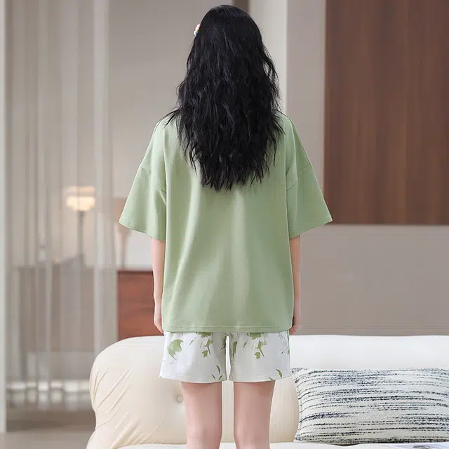 怀尔蔚 可外穿短袖短裤舒适薄款家居服睡衣套装 女款