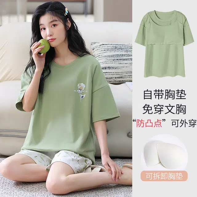 怀尔蔚 可外穿短袖短裤舒适薄款家居服睡衣套装 女款
